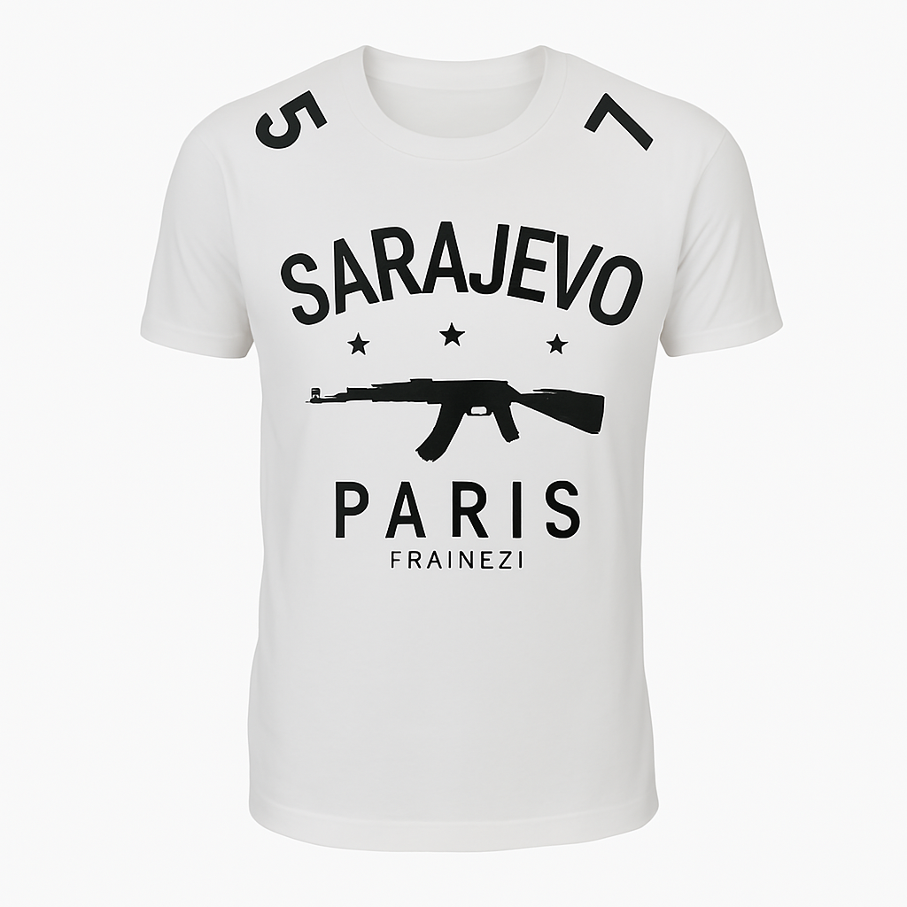 tee shirt blanc frainezi-sarajevo paris mode 75 attitude fashion paris
