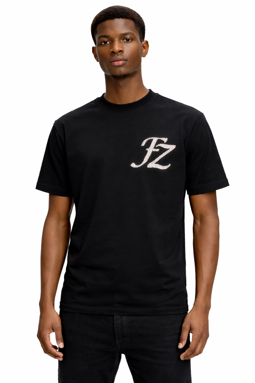 tee shirt noir fz strass