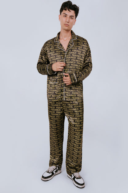 Pyjama FRAINEZI Doré / Noir – Confort Ample & Premium