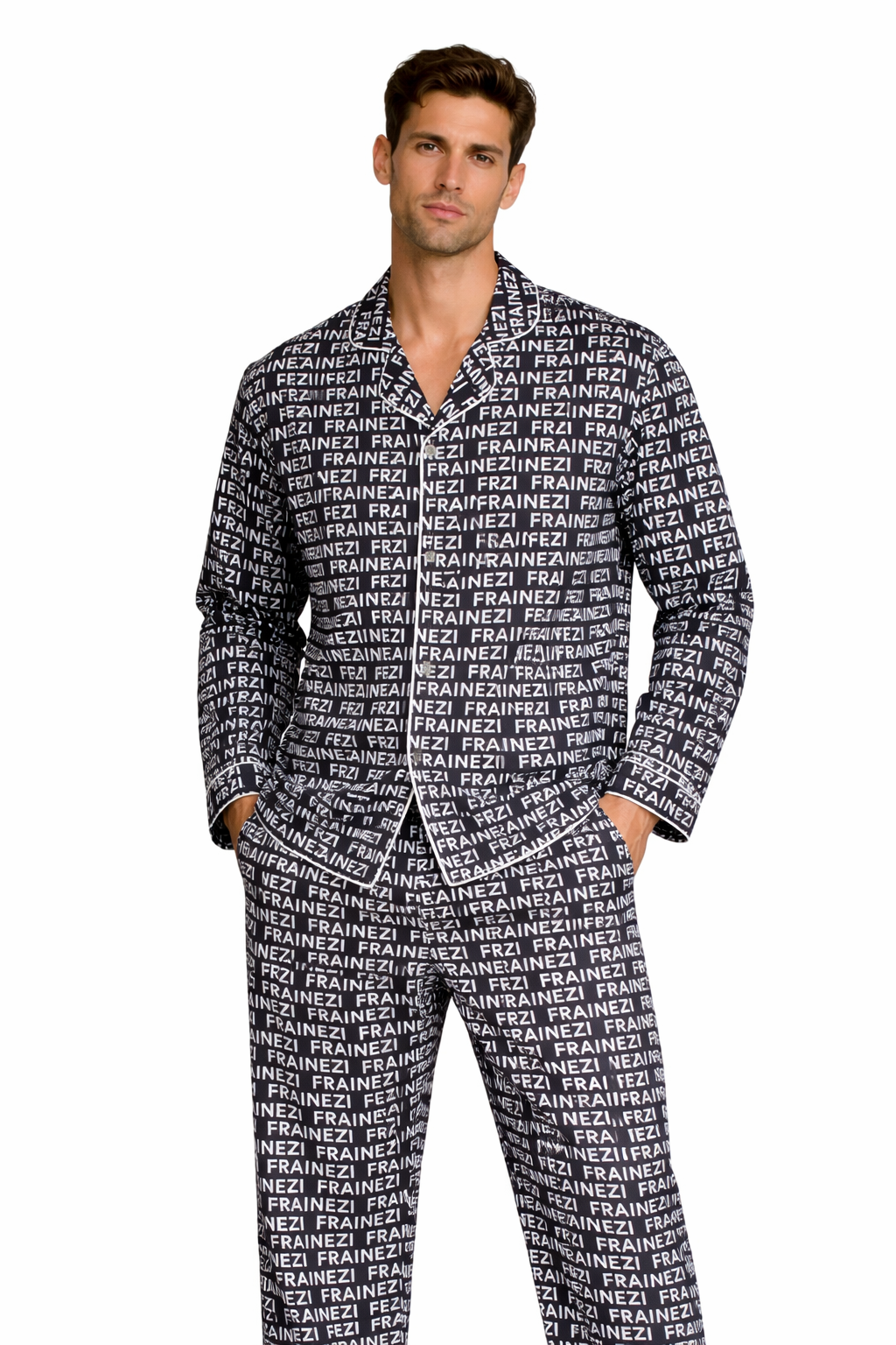 pyjama frainezi noir / blanc – confort ample & premium
