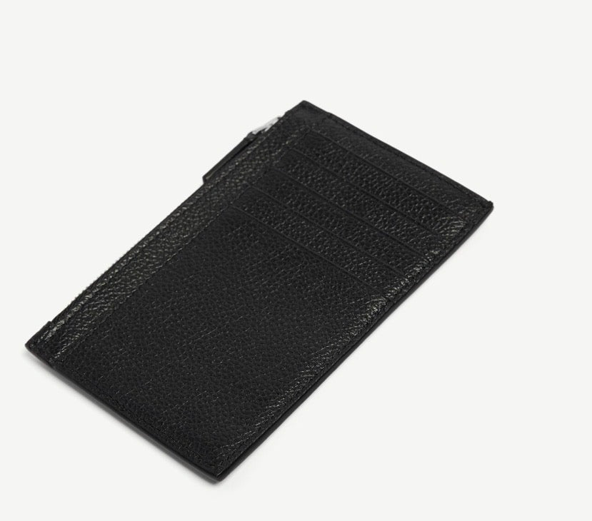 pochette zippée frainezi – cuir noir texturé