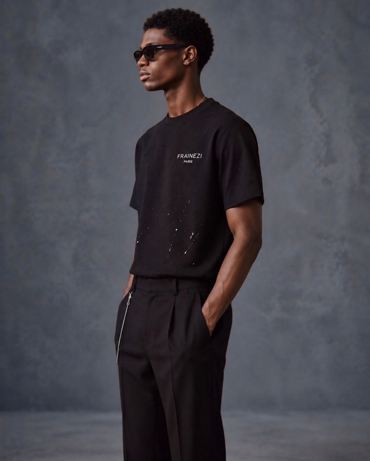 tee shirt frainezi paris — noir effet paint