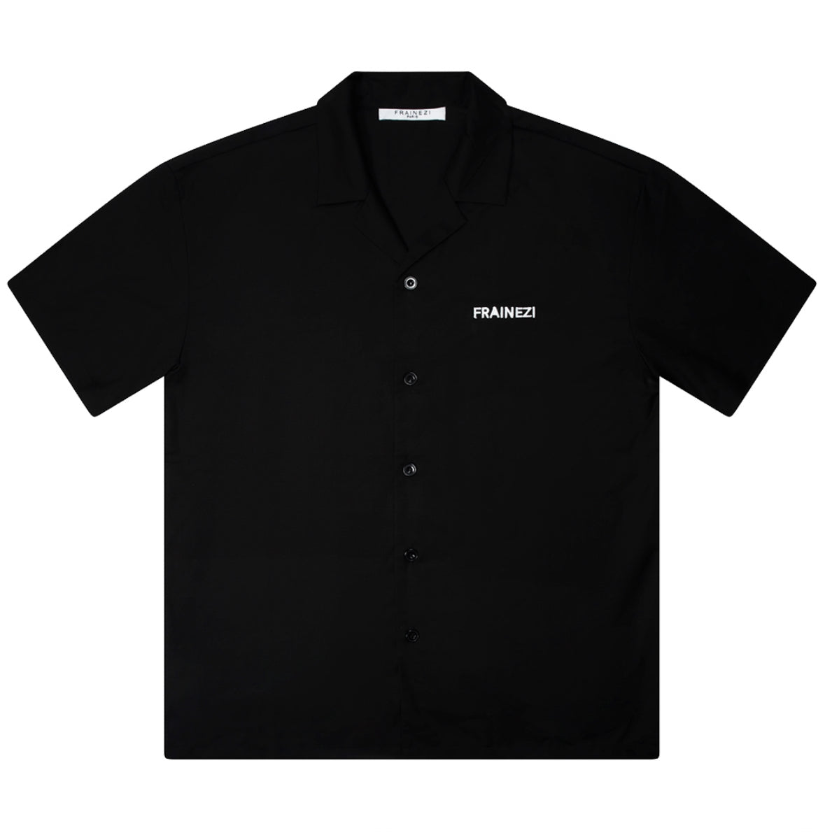 chemise noir oversize frainezi – broderie côté cœur & flocage dos