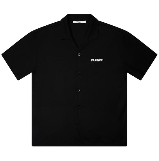 Chemise noir Oversize FRAINEZI – Broderie côté cœur & Flocage dos