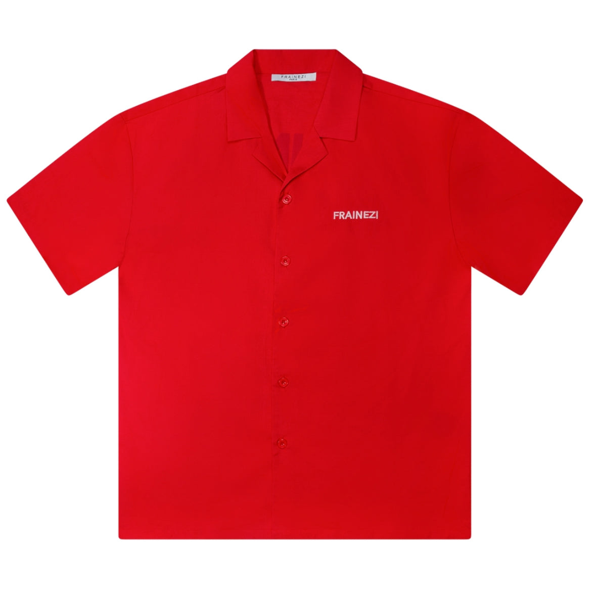 chemise rouge oversize frainezi – broderie côté cœur & flocage dos