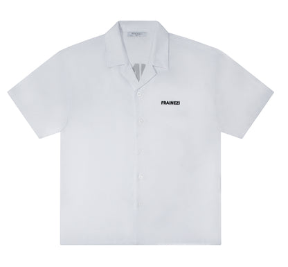 Chemise blanche Oversize FRAINEZI – Broderie côté cœur & Flocage dos