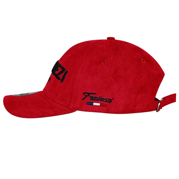 casquette en daim rouge - frainezi paris