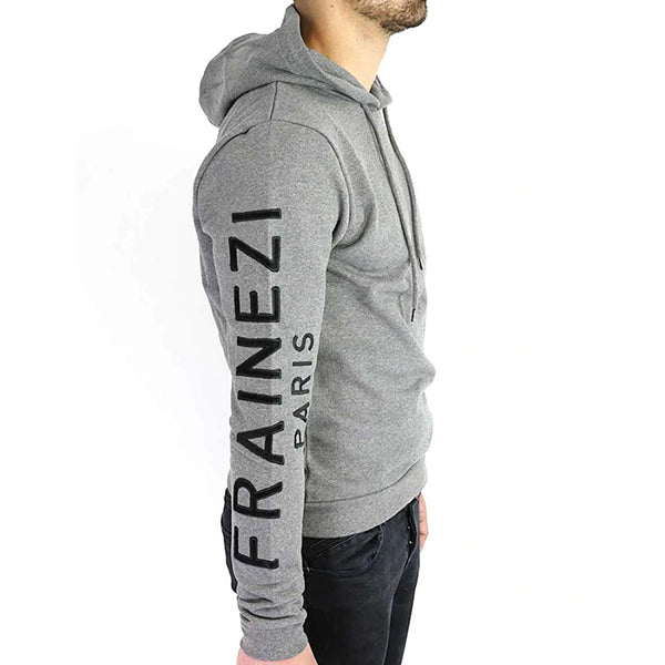 sweat capuche gris metal logo