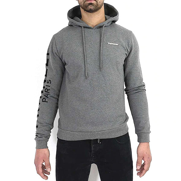 sweat capuche gris metal logo